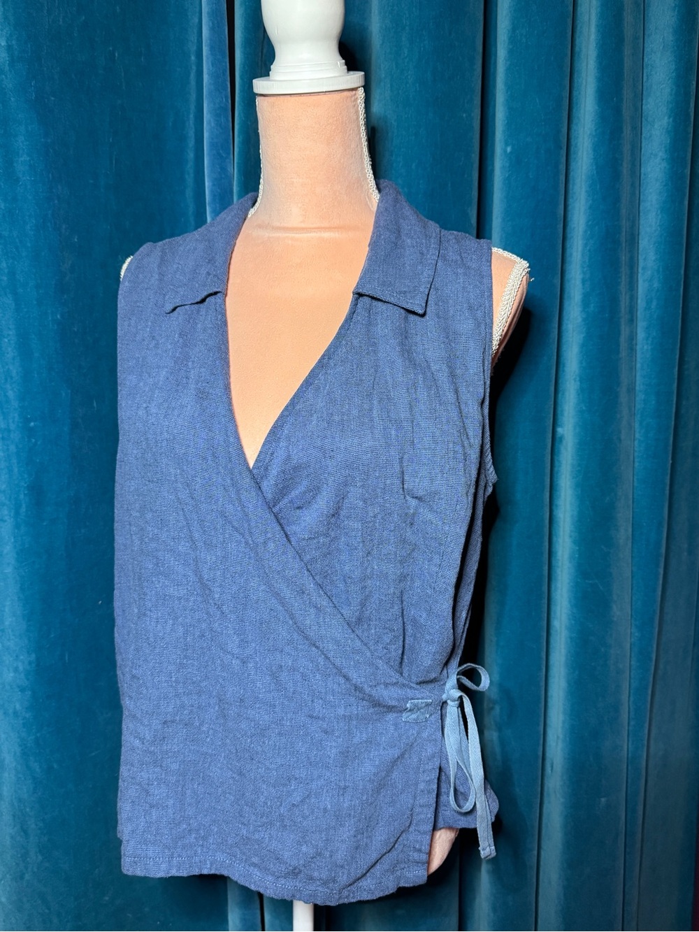 Sleeveless Wrap Top in Navy
